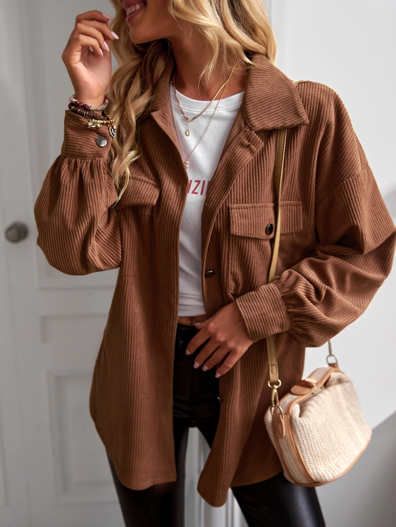 Women's Casual Corduroy Shacket Jacket
