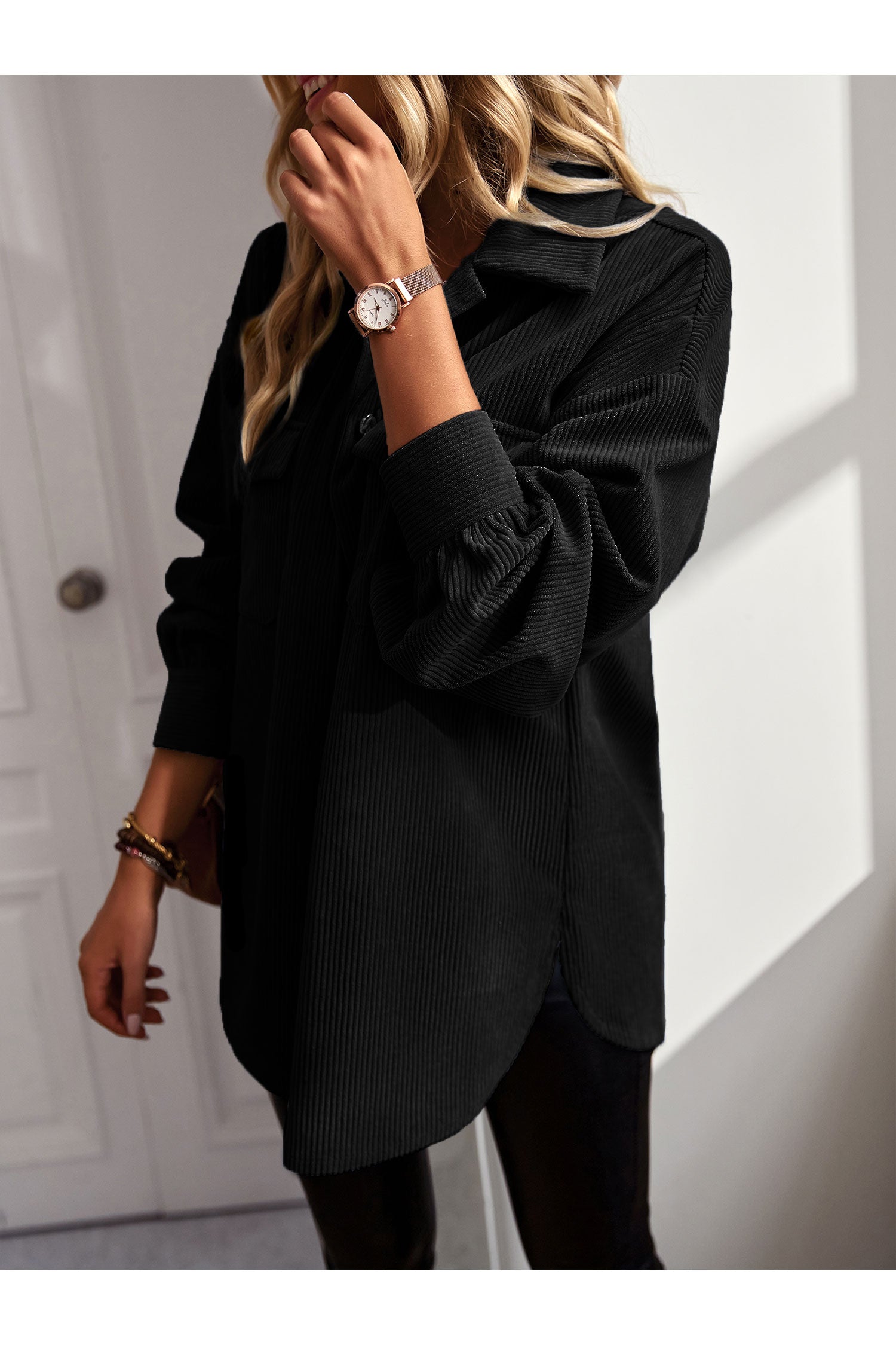 Women's Casual Corduroy Shacket Jacket