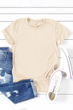 Khaki Solid Color Crew Neck Tee