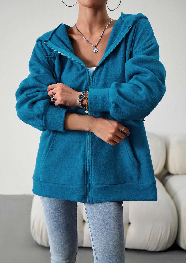 Women's Cute Hoodies Teen Girl Fall Jacket Oversized Sweatshirts Casual Drawstring Zip Up Y2K Hoodie with Pocket