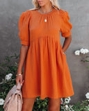 Women's Solid A-Line Dress Short Sleeves