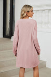 Womens Crewneck Short Sleeve Ribbed Dress