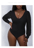 Long Sleeve Mock Turtle Neck Zip Up Bodysuit Shirt