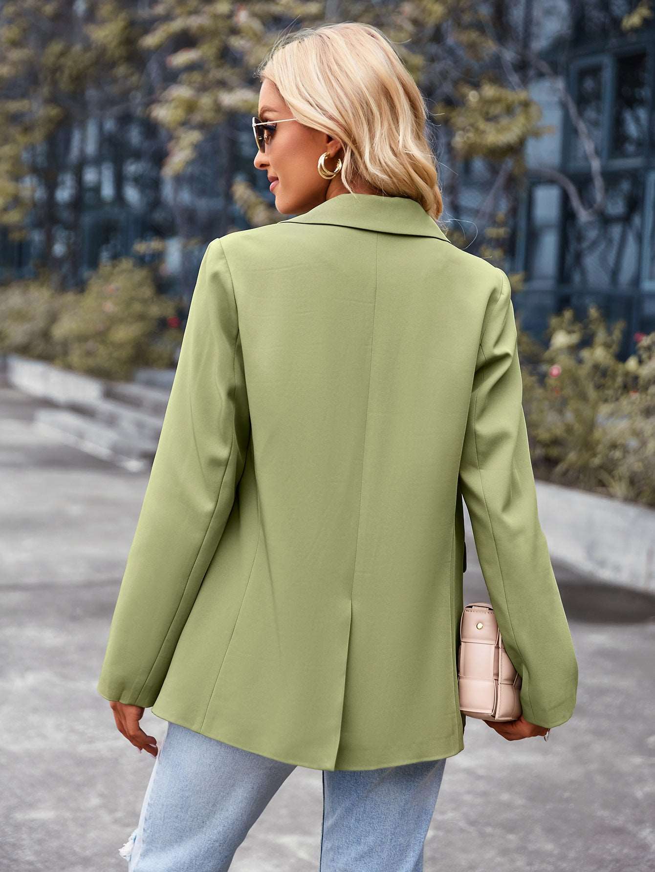 Women's casual suit outer sleeve buttons lapel jacket