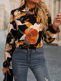 Women's Round Neck Printed Long Sleeve  Blouse Shirt Top