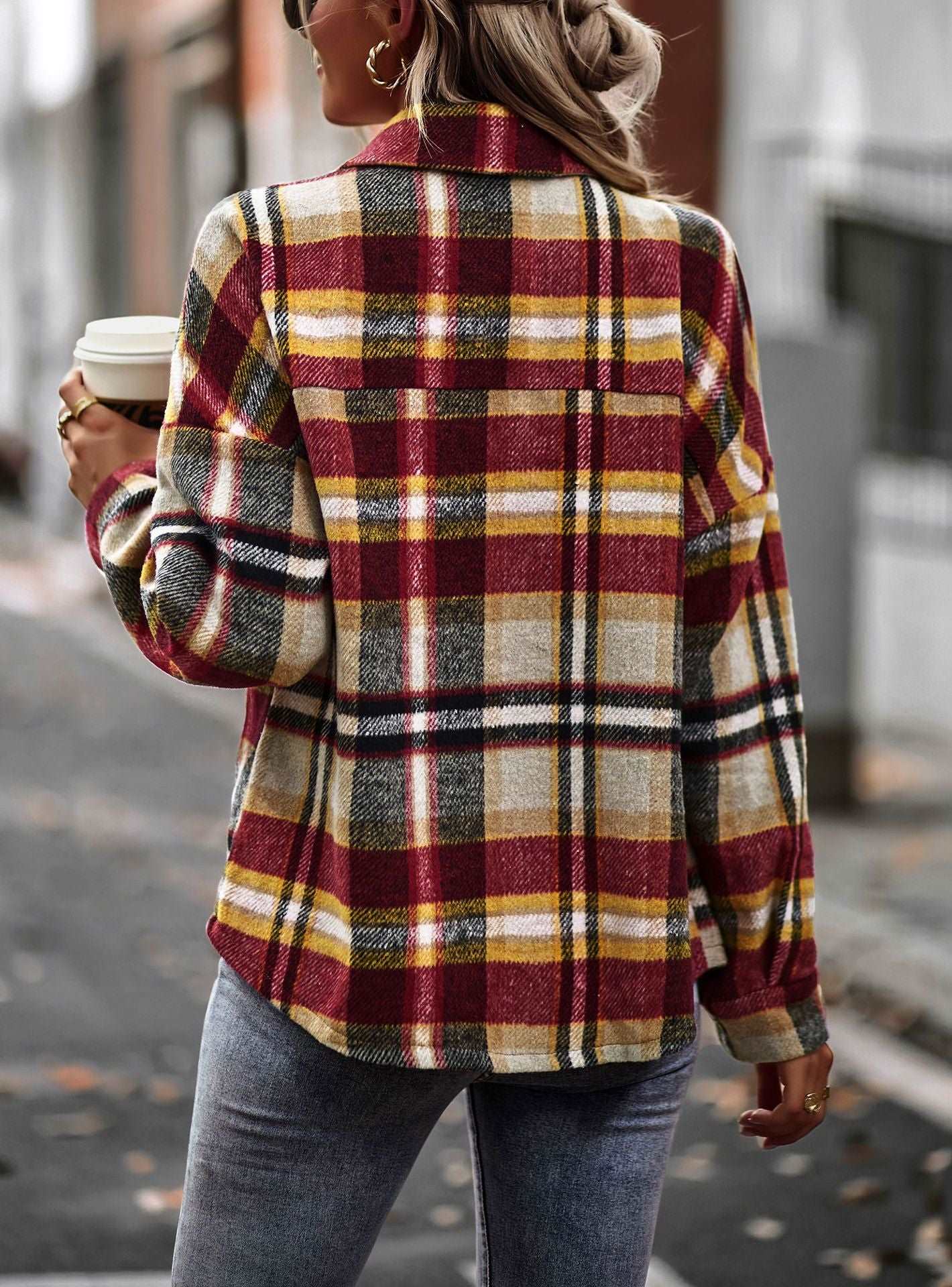 Womens Flannel Shacket Jacket Casual Plaid Wool Blend Button Down Long Sleeve Shirt Fall Clothes Outfits