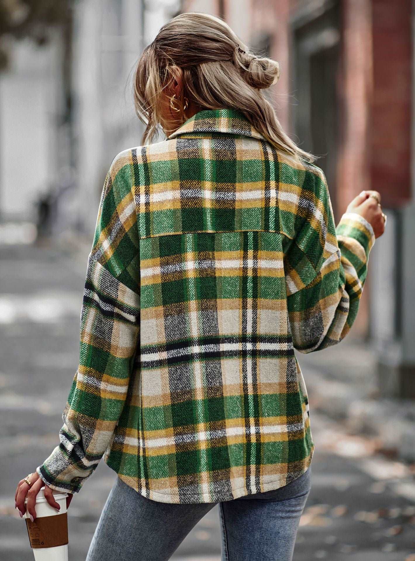 Womens Flannel Shacket Jacket Casual Plaid Wool Blend Button Down Long Sleeve Shirt Fall Clothes Outfits
