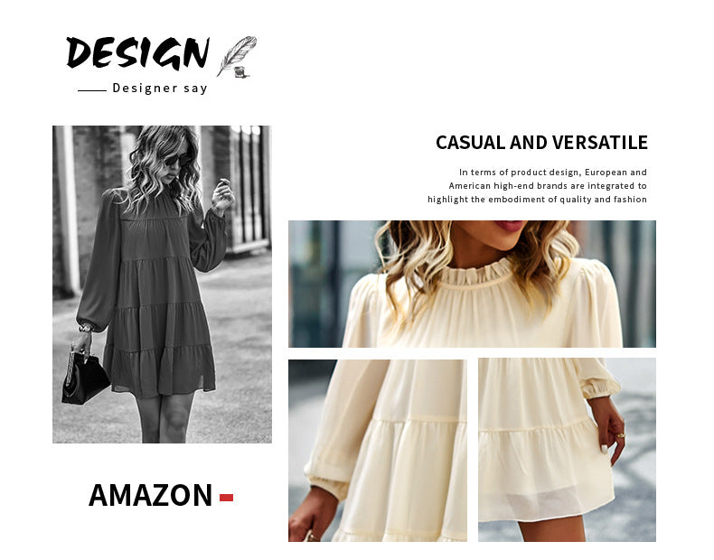 Vestido de mujer con manga larga tipo farol, cuello cuadrado, sin espalda, vestido sexy con volantes y cintura elástica, minivestido de línea A 