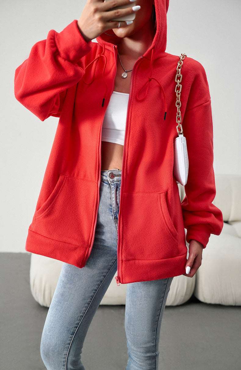 Women's Cute Hoodies Teen Girl Fall Jacket Oversized Sweatshirts Casual Drawstring Zip Up Y2K Hoodie with Pocket
