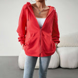 Women's Cute Hoodies Teen Girl Fall Jacket Oversized Sweatshirts Casual Drawstring Zip Up Y2K Hoodie with Pocket