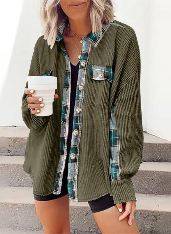 Women Waffle Knit Hoodies Fall Jacket Oversized with Pocket