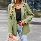 Chaqueta de solapa con botones de manga exterior de traje casual para mujer 