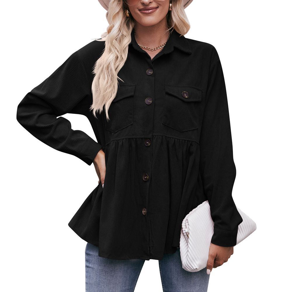 Women Babydoll Corduroy Jacket Oversized with Pocket