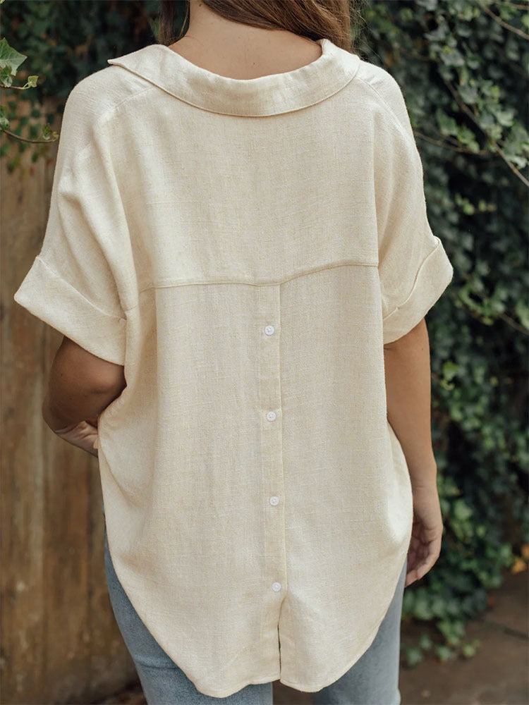 Women's Summer Top Solid Short Sleeve Twist Front Tee