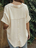 Women's Summer Top Solid Short Sleeve Twist Front Tee