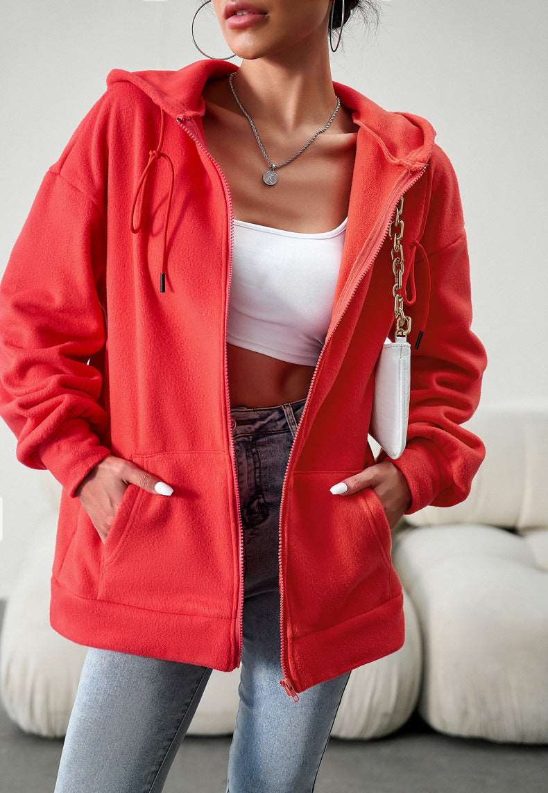Women's Cute Hoodies Teen Girl Fall Jacket Oversized Sweatshirts Casual Drawstring Zip Up Y2K Hoodie with Pocket